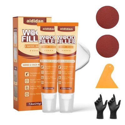 Wood Filler, 2 Pack Water-Based Wood Putty, Paintable & Stainable Wood Repair...