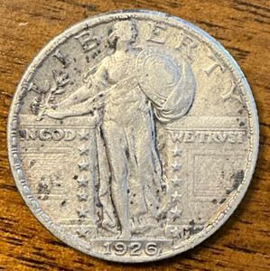 1926 STANDING LIBERTY QUARTER AU DETAILS CORRODED