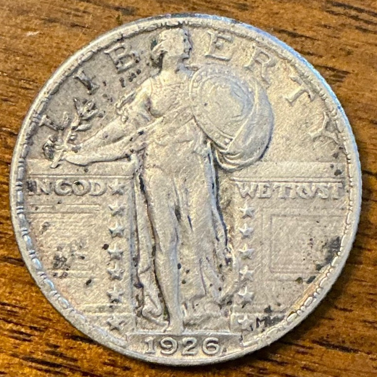 1926 STANDING LIBERTY QUARTER AU DETAILS CORRODED