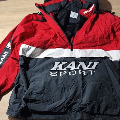 Kani Herren Windbreaker Jacke XL Rot/Schwarz/Weiß Reißverschluss Stehkragen