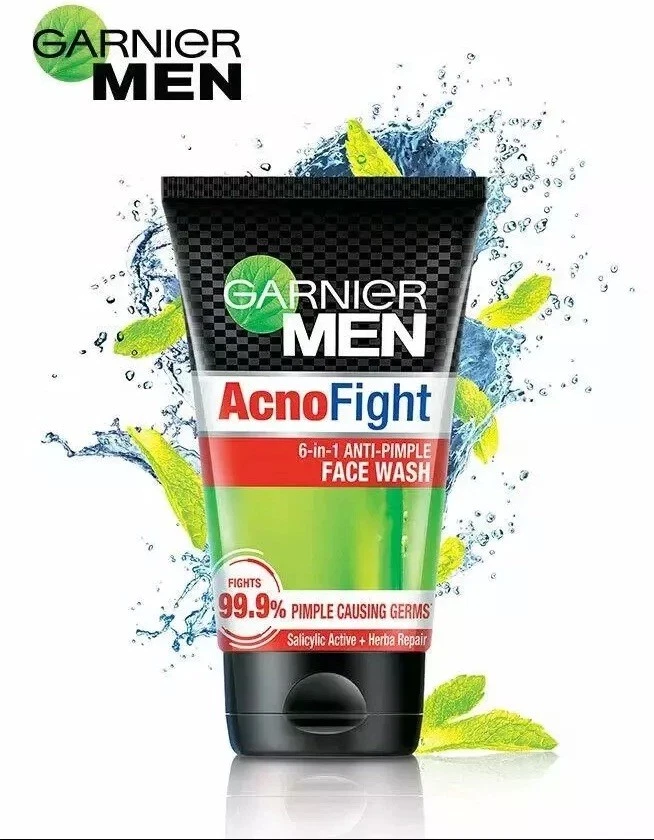 Garnier Men Acnofight 6 en 1 lavado facial anti espinillas control de aceite, reparación de la piel 100 g Foto 2 de 4