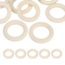 55mm Natural Wooden Rings, 10 Pack Wood Ring Round Linking Rings, Natural Color