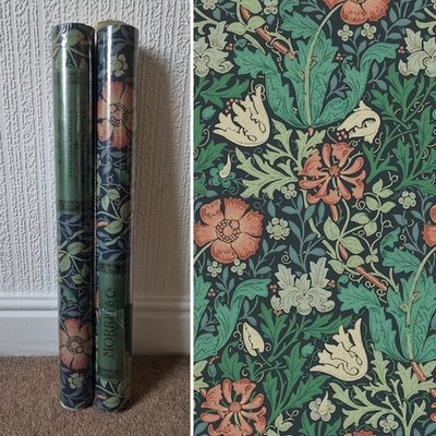 X2 Vintage Morris & Co Tapetenrollen Compton WR7675/3 William Indigo *LESEN*