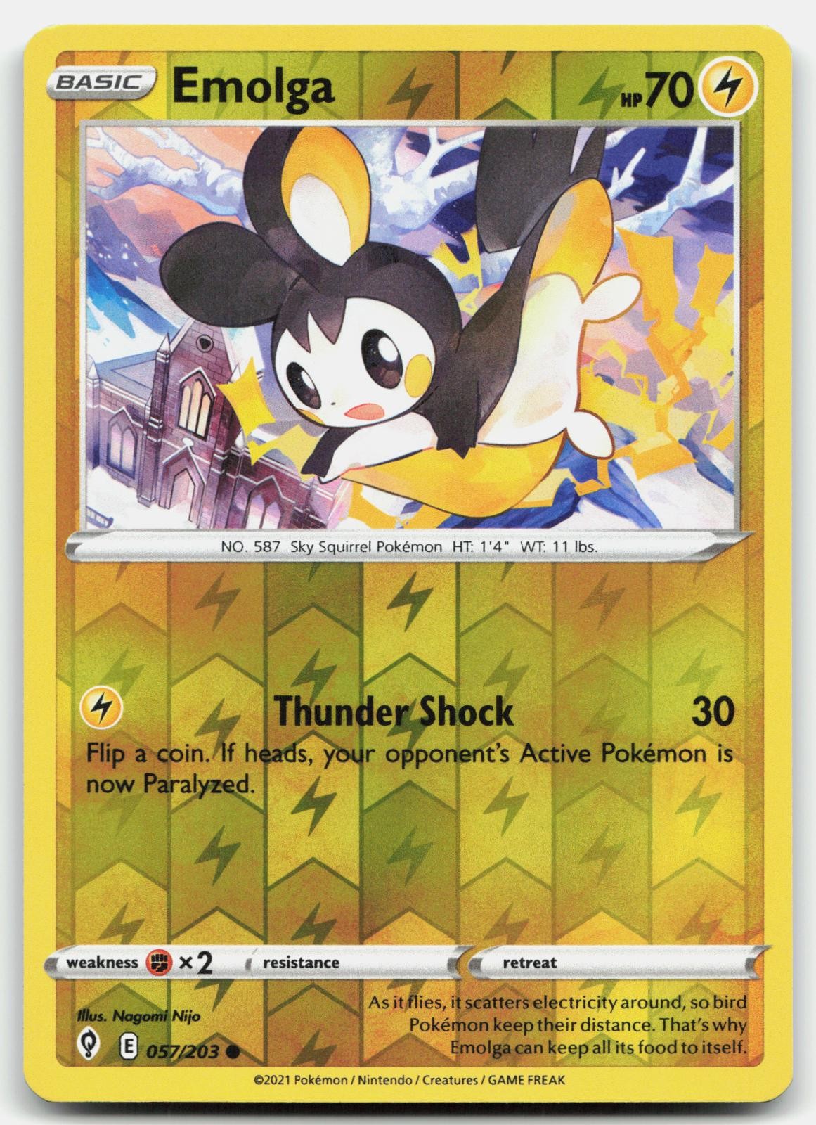 Emolga 057/203 Common Evolving Skies Pokemon Reverse Holo Near Mint
