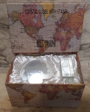Oleg Cassini Crystal Ball Globe World Paperweight Hand-Crafted Clear Stand NIB