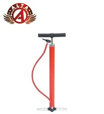 ALTA 20" Red Steel Bicycle Floor Pump Schrader T Handle Foot Pegs Flexible Hose.