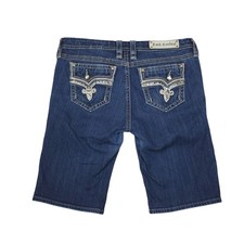 Rock Revival Womens Mid-Rise Curvy Bermuda Denim Shorts Size 32 Embellished