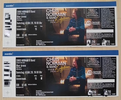 2x Chris Norman & Band Berlin, 17.10.2026, Tickets, 2 Karten Innenraum 