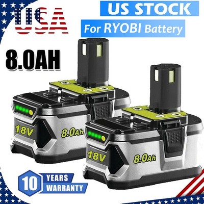 2 PCS For RYOBI 18V 8.0Ah P108 High Capacity Battery 18Volt Lithium-Ion One Plus