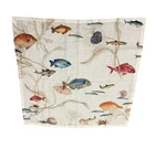 Tessitura Toscana Telerie Firenze Italy  Fish Ocean Linen Tablecloth 32" X 32"