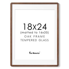 Fun Memories 18x24 Poster Frame, Solid Oak Wood 18x24 Picture Frames Matted