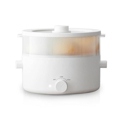 olayks. Electric Steamer for Cooking, 2L Ceramic Glaze Non-stick Pot, Du