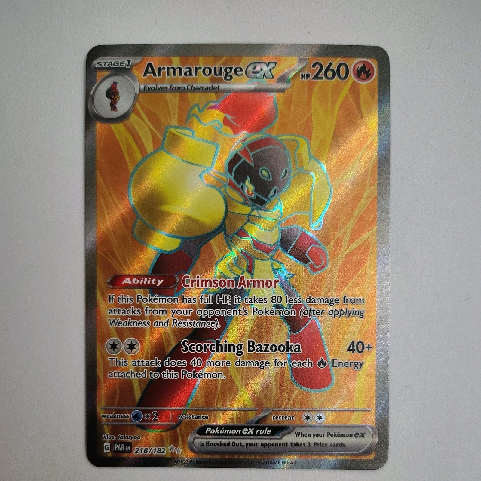 Pokemon Paradox Rift 218/182 Armarouge EX Full Art Ultra Rare NM