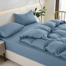 Duvet Cover With Fitted Sheet &Pillowcase Set Reversible Bedding Set All UK Size