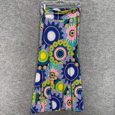 Unbranded Skirt Women M Medium Blue Geometric Maxi Long High Rise Pull On Casual