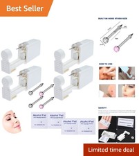 Convenient 4-Pack Nose Piercing Gun - Quick Safe for All Ages, White Pink