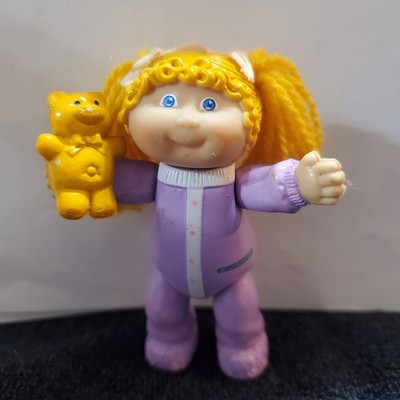 Some Damage Vtg 1984 Cabbage Patch Kids Poseable Girl W/ Bear 3.5''  Mini Doll. 