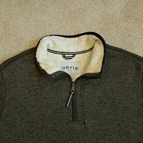 Maglione pullover Orvis Brighton uomo 2XL foderato sherpa 1/4 zip - Foto 3 di 14