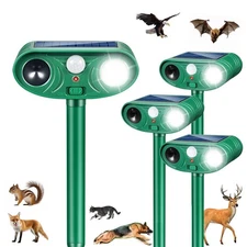 Solar Ultrasonic Animal Repeller Outdoor with Motion Sensor Deer Repellent De...