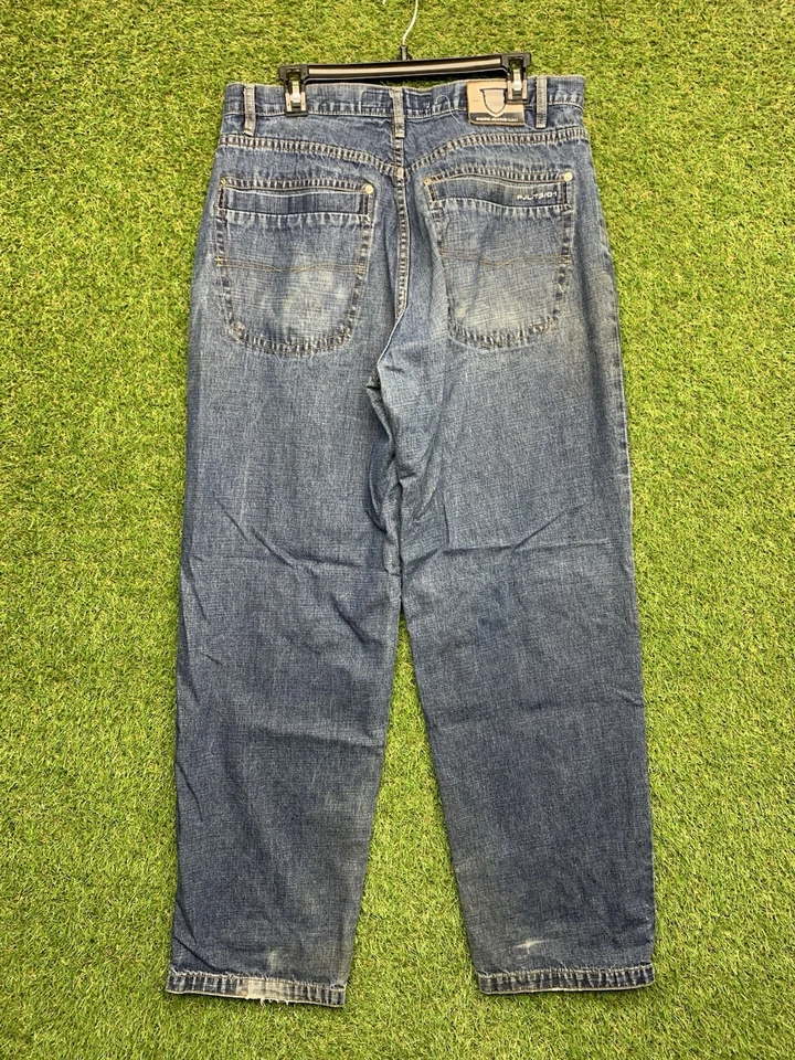 Vintage PePe Jeans Mens 38 x32 Denim Wide Leg Hip Hop Skater Patchwork Y2K Punk - Image 2 of 4