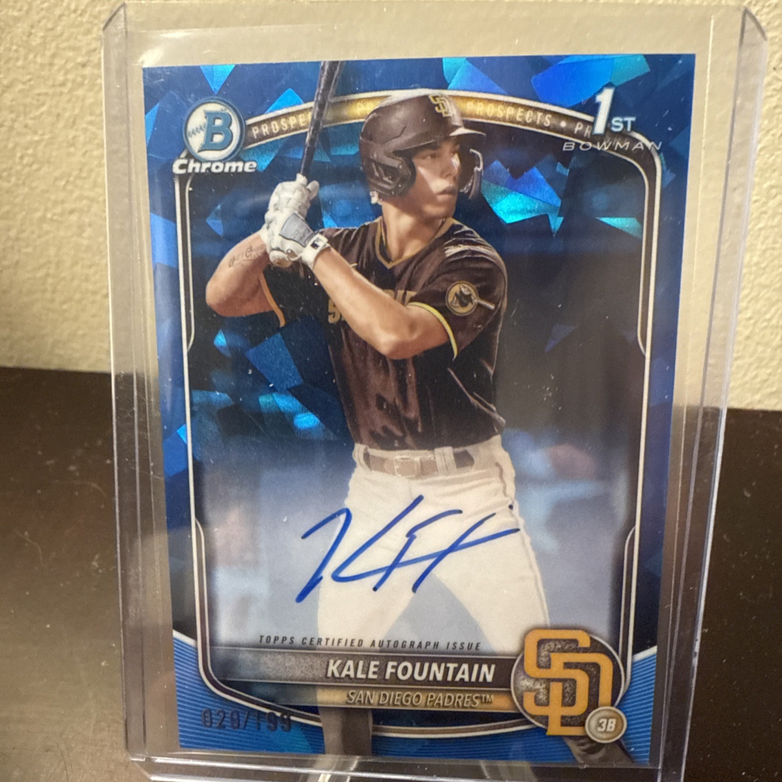 2025 1st Bowman Chrome Sapphire Ref Kale Fountain Auto /199 RC SP Padres