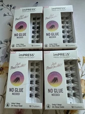Kiss Impress Press On Falsies False Eyelashes Bold Volume 12 Clusters - Lot of 4