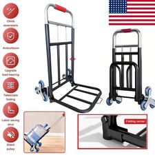 330 lbs Stair Climbing Cart Heavy Duty Folding Hand Truck Dolly 6 Wheels  Rope