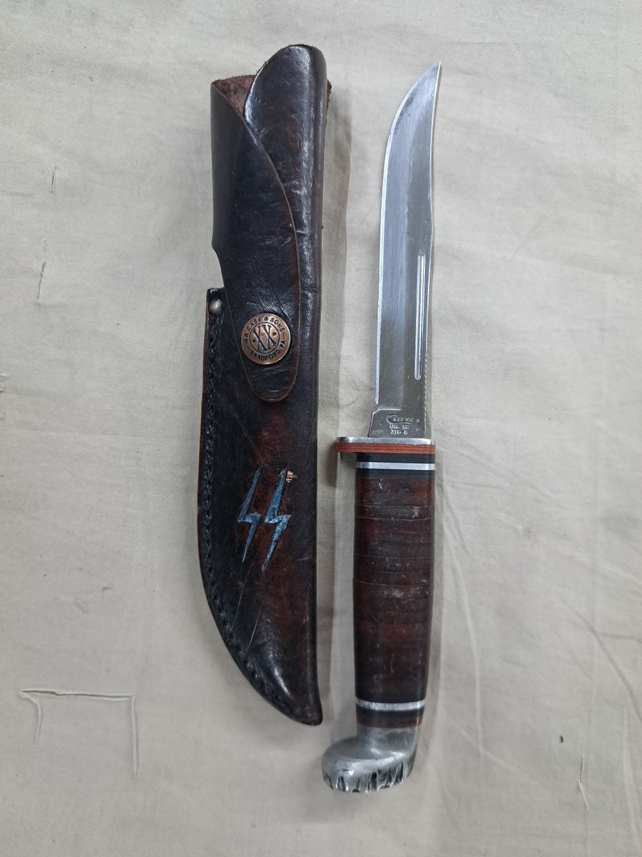 Case XX 316-5 SSP Fixed Blade Knife Stacked Leather Handle 1980s W