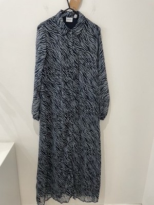 Aware Vero Moda Mally Midi Shirt Kleid Gr. S (10) blau Zebra halbtransparent UVP 65£