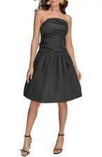 Xscape Black Strapless Mixed-Media Fit & Flare Mini Dress Size 4 $259