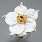 Handmade Natural Shell Ring 925 Sterling Silver Size 8 /R468457