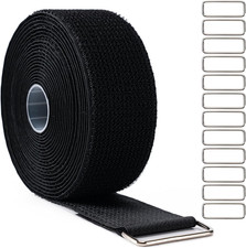 2" X16Ft Hook and Loop Straps Cinch Straps Heavy Duty with 12 Metal Buckles, Adj