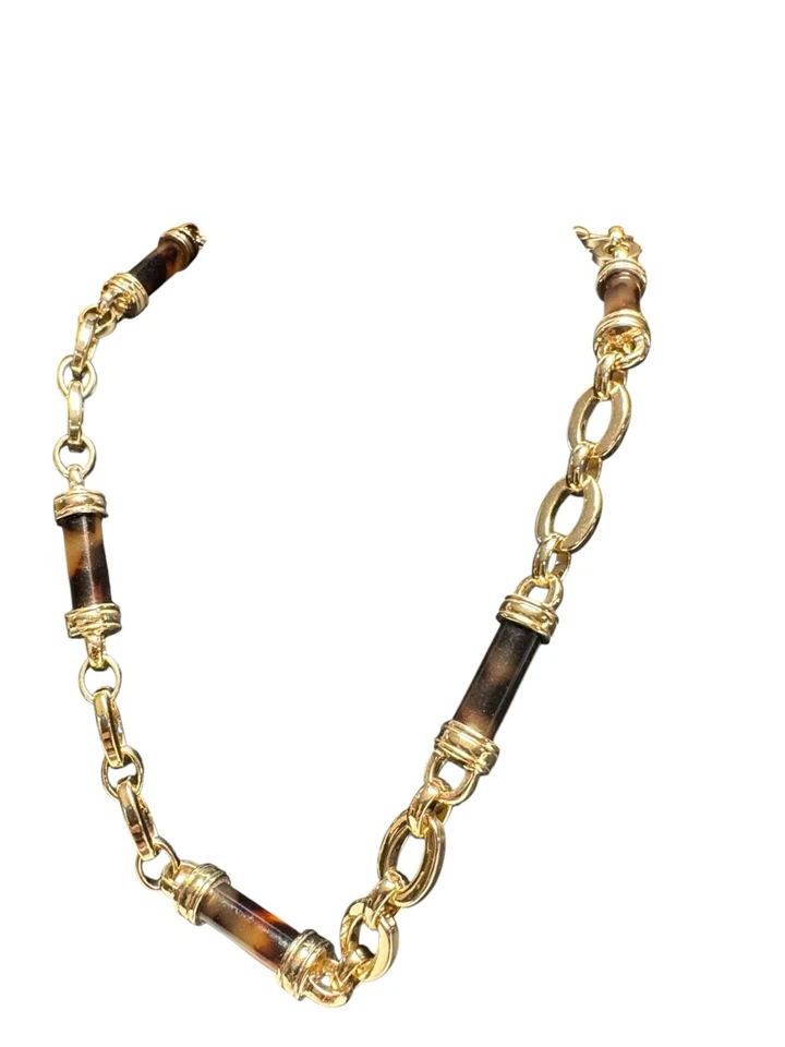 Ralph Lauren Tortuga Oro Barra Eslabón Collar RL Dije 14” Total Foto 2 de 3