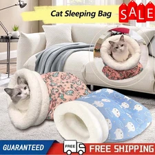 Pet Cat Nest Sleeping Bag Washable Cozy Cat Beds Easy Access Winter Warm