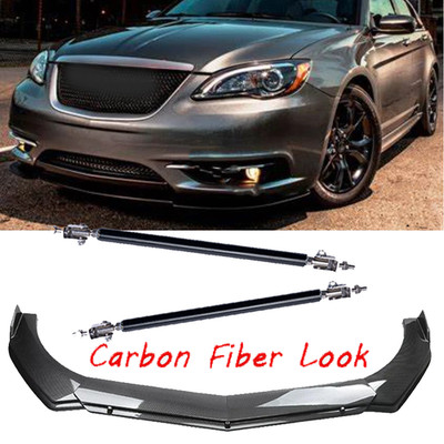 For Chrysler 200 Carbon Fiber Front Bumper Lip Spoiler Splitter Strut Rod
