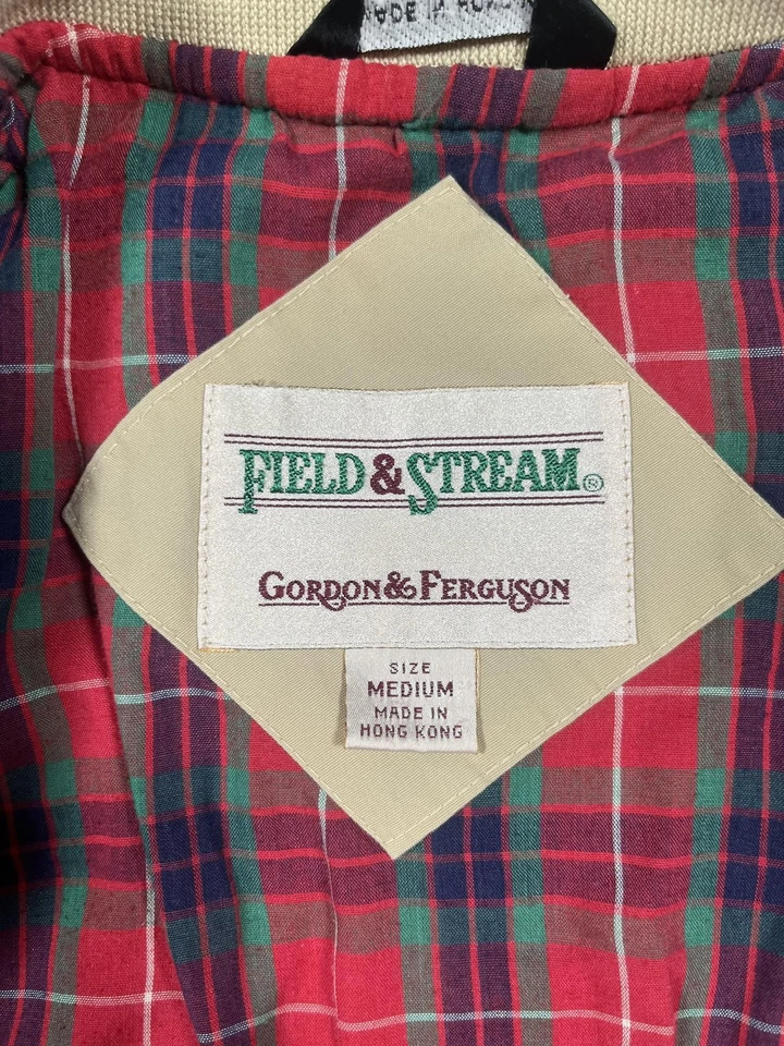 Vintage Field & Stream Jacket Mens Medium Bomber Plaid Lined Hong Kong 80s Read - Image 3 of 4