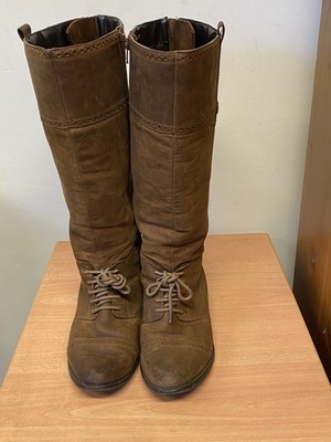 Sam Edelman Perron Vintage Brogue braune Lederreitstiefel Größe 5 weite Passform
