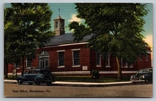Vintage Linen Postcard Post Office Blackstone Virginia Tichnor Bros