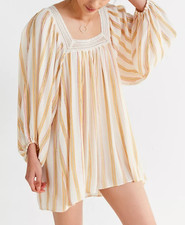 Urban Outfitters UO May Crochet Swing Mini Dress Printed Balloon Sleeve S 224720