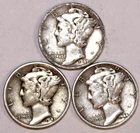 (3) Mercury Dimes - Very Fine - 1941 1943 1944 - #2690AT
