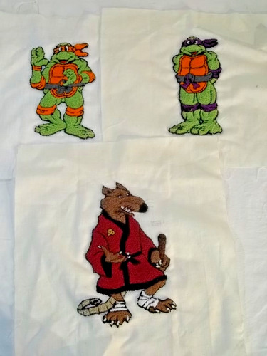 Lot 3 Hand Made Punch Needle Teenage Mutant Ninja Turtles Jacket Patch