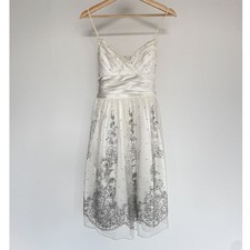 Vtg Y2K City Triangles White Sparkly Babydoll Dress Sz 7 Formal Prom Homecoming