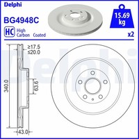 2X Delphi Bremsscheibe BG4948C FüR Volvo XC90 256 2 C40 539 XC40 536 EC40 EX40