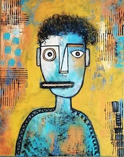 A.Z. Davis Painting 20" x 16" Abstract Modern Pop Brut Street Outsider Folk Art