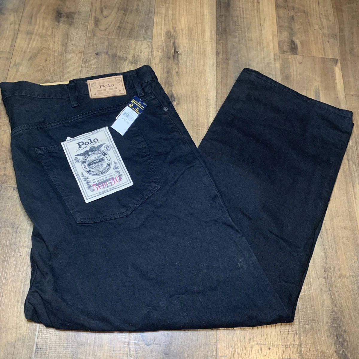 Polo Ralph Lauren Hampton Straight Hudson Black Mens Size 50Bx30 Jeans NEW