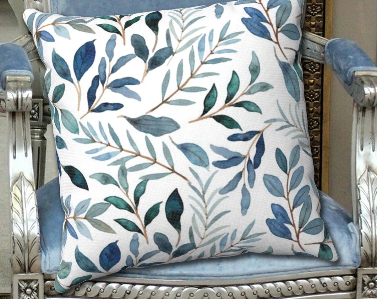 Blue farmhouse top throw pillows
