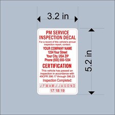 PM Service Vehicle Inspection Decal Sticker Trucks, Trailers 2023 - Personalized