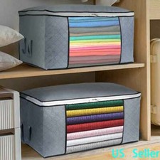 Large Foldable Non-woven Storage Bag Clothes Quilt Blanket Zipper Organizer Box
