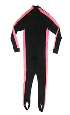 Vtg 90s SPORT EUROPA Pink/Black Nylon/Spandex FULL BODY SUIT Beach Sun Gym S/M