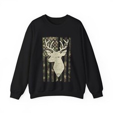 Deer Hunting Sweatshirt, American Flag Hunting Season Lovers Camo Sweatshirt